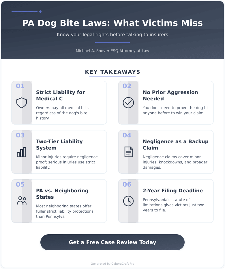 Infographic: What Pennsylvania Dog Bite Victims Are Never Told About the State's Liability Laws - Key concepts and takeaways