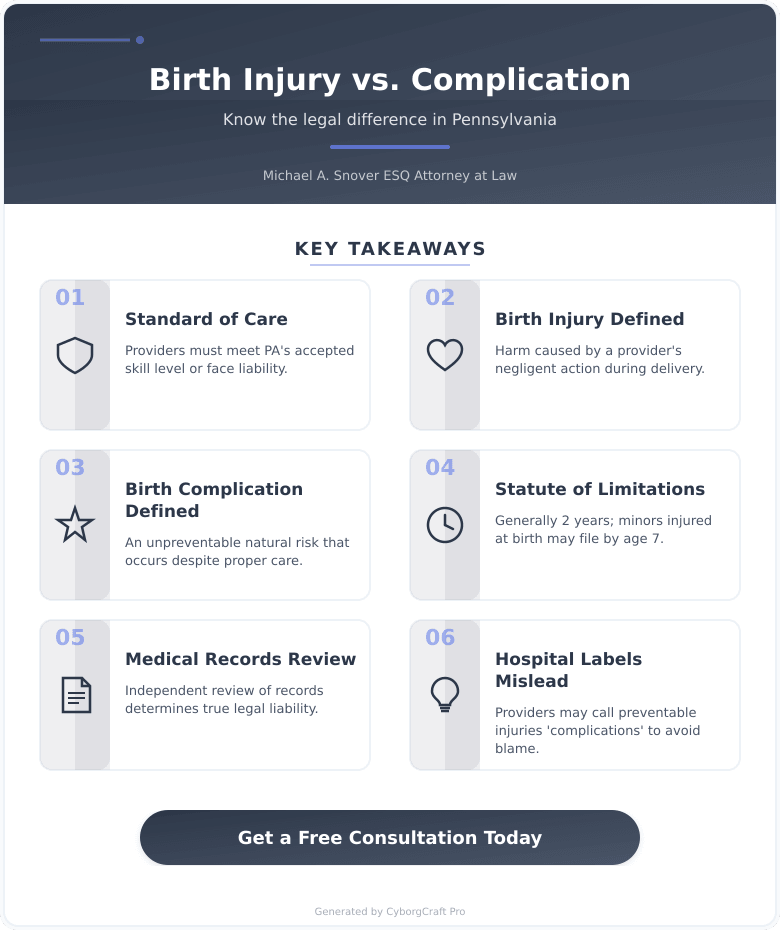 Infographic: Birth Injuries vs. Birth Complications: Lehigh Valley Parents Need to Know the Legal Difference - Key concepts and takeaways
